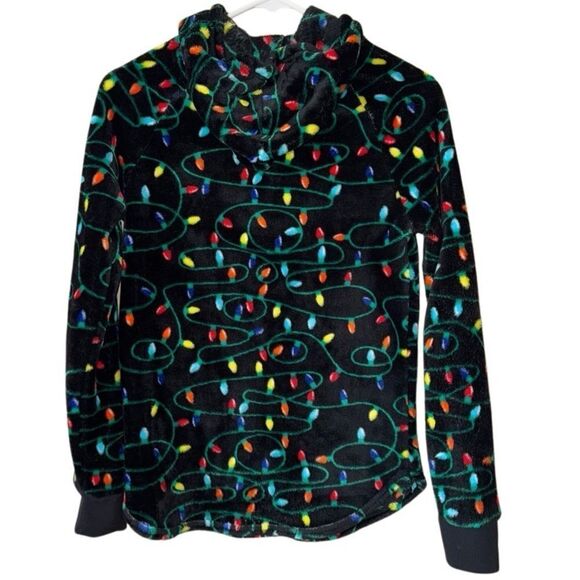 No Boundaries Christmas Theme Sherpa Hooded Sweatshirt Size Small (3/5) - Picture 3 of 4